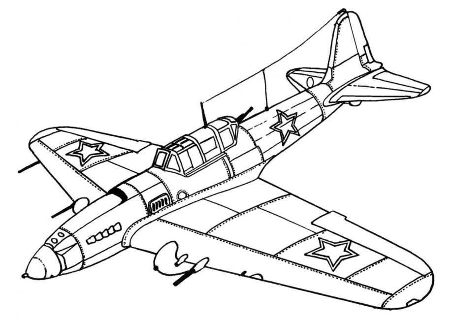 Avion d'Attaque Il-2 Coloriage