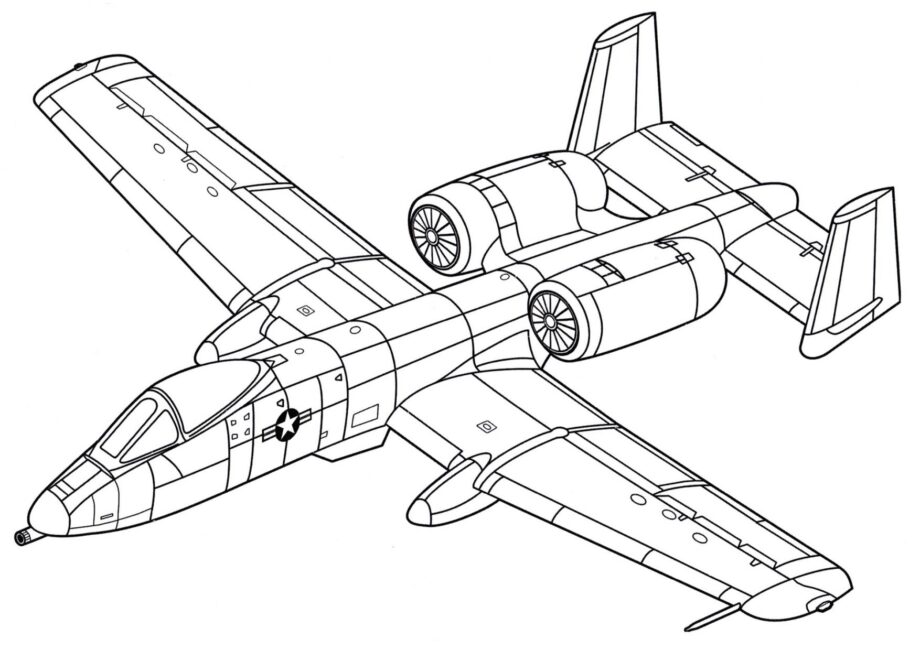 Avion d'Attaque A-10A Coloriage