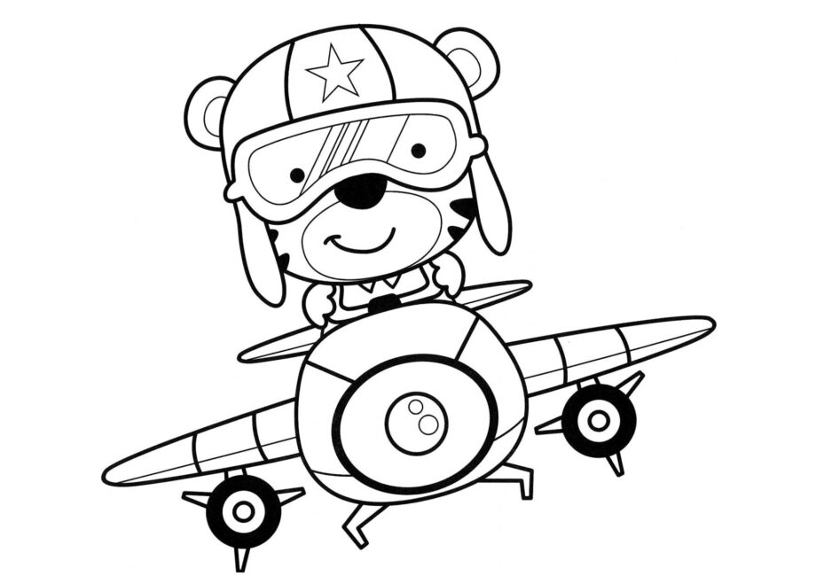 Petit Pilote Tigre Coloriage