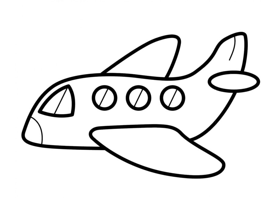 Avion avec Portholes Coloriage