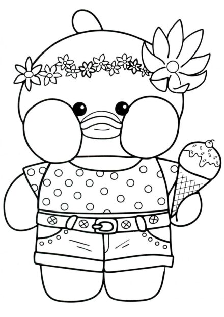 Lalafanfan Canard avec une Glace Coloriage