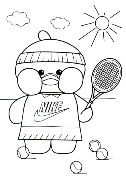 Canard Joueur de Tennis Coloriage