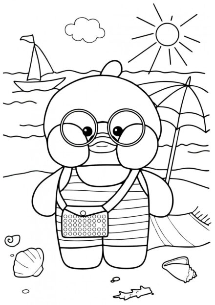 Lalafanfan Canard au Bord de la Mer Coloriage