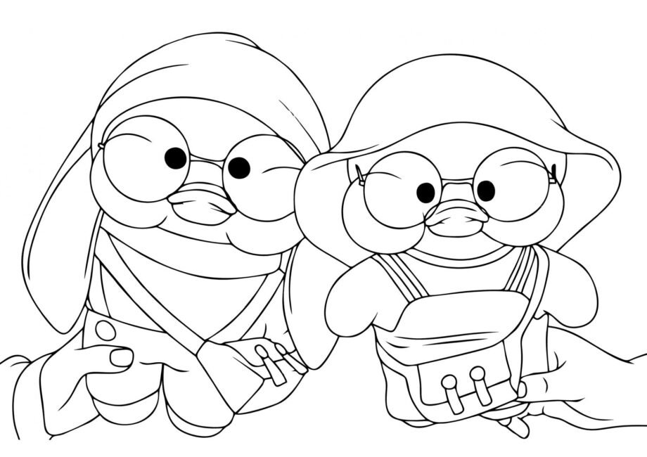 Lalafanfan Canards en Train de Jouer Coloriage