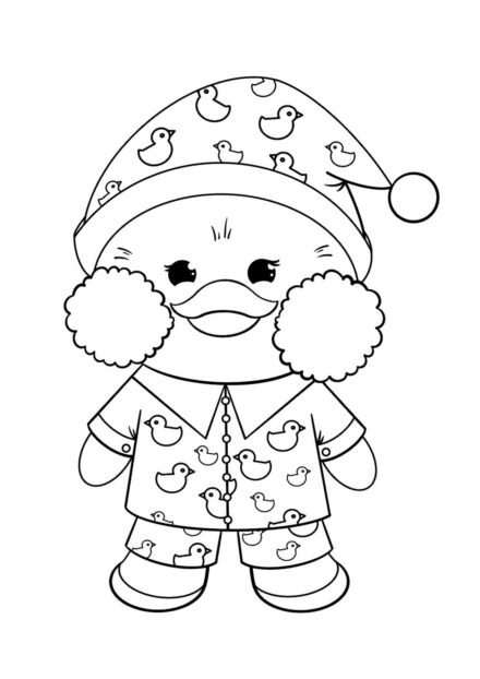 Lalafanfan en Pyjama avec des Canards Coloriage