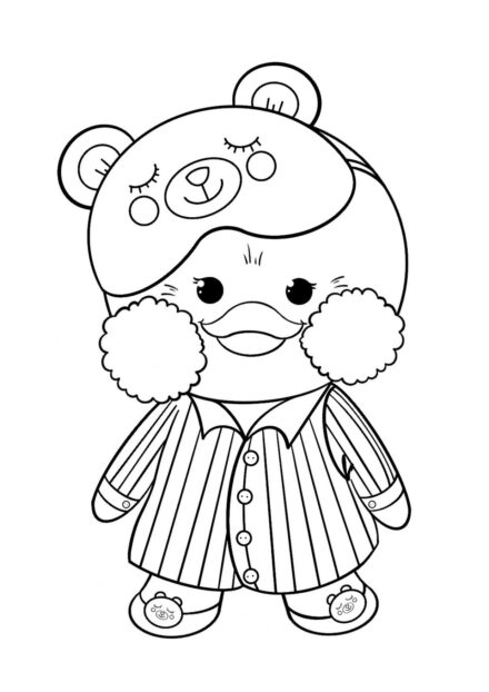 Lalafanfan en Bandana avec un Teddy Coloriage