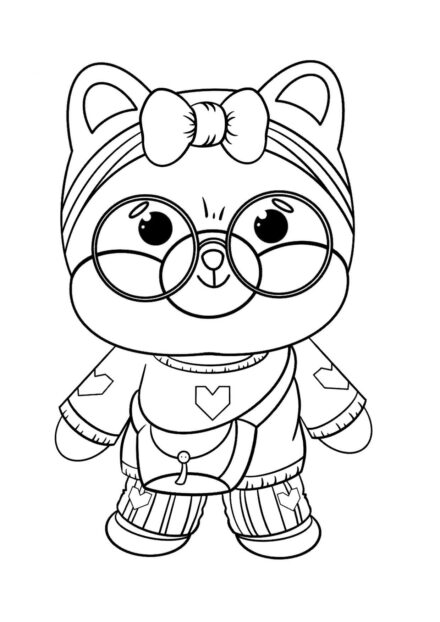 Shiba avec des Lunettes Rondes Coloriage