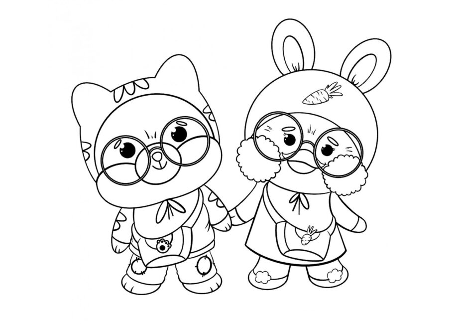 Meilleurs Amis Lalafanfan et Shiba Coloriage