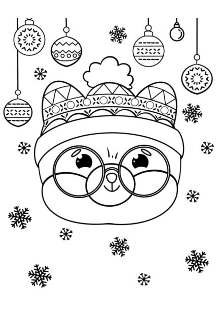 Shiba en Chapeau de Noël Coloriage