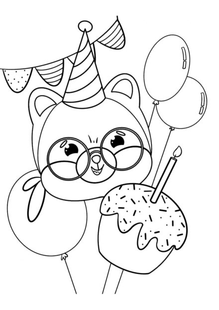 Shiba avec un Cupcake Festif Coloriage