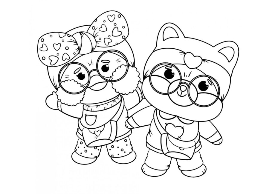 Lalafanfan et Shiba Déguisés Coloriage