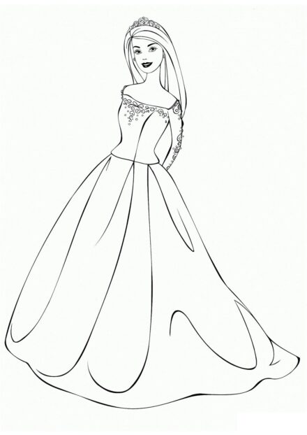 Barbie en robe de soirée Coloriage