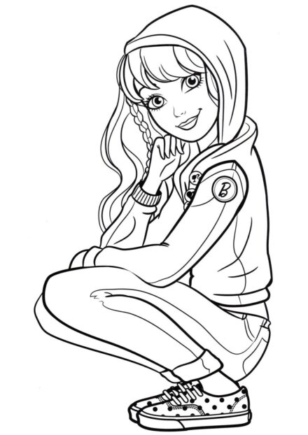 Barbie en sweat à capuche Coloriage