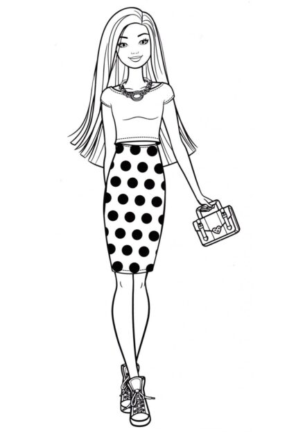 Barbie stylée Coloriage