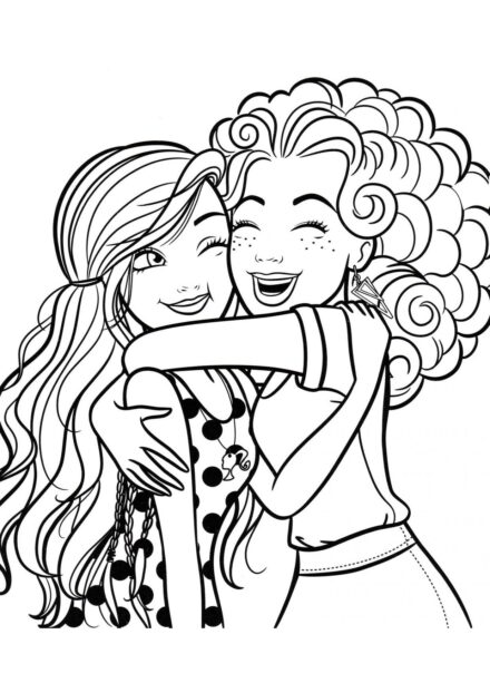 Barbie étreignant son amie Coloriage