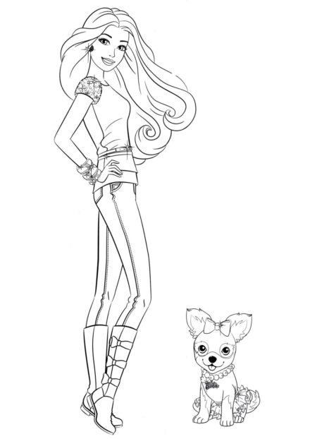 Barbie et son chiot Coloriage