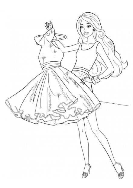 Barbie en robe de soirée Coloriage