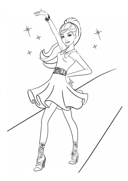 Barbie en promenade Coloriage