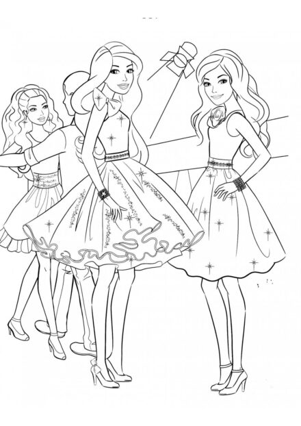 Barbie avec ses amis Coloriage