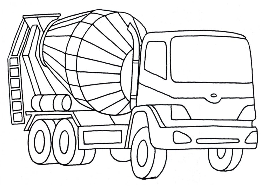 Page de Coloriage Camion-Bétonnière