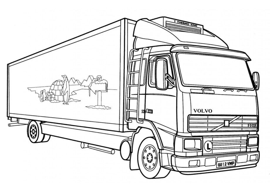 Page de Coloriage Camion Réfrigéré Volvo FH-16