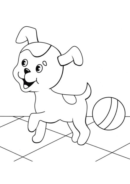 Page de Coloriage : Chiot Préparant pour une Promenade