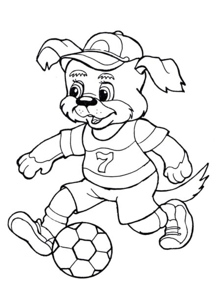 Page de Coloriage : Chien Footballeur