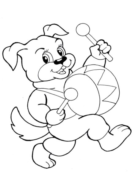 Page de Coloriage : Chien Batteur