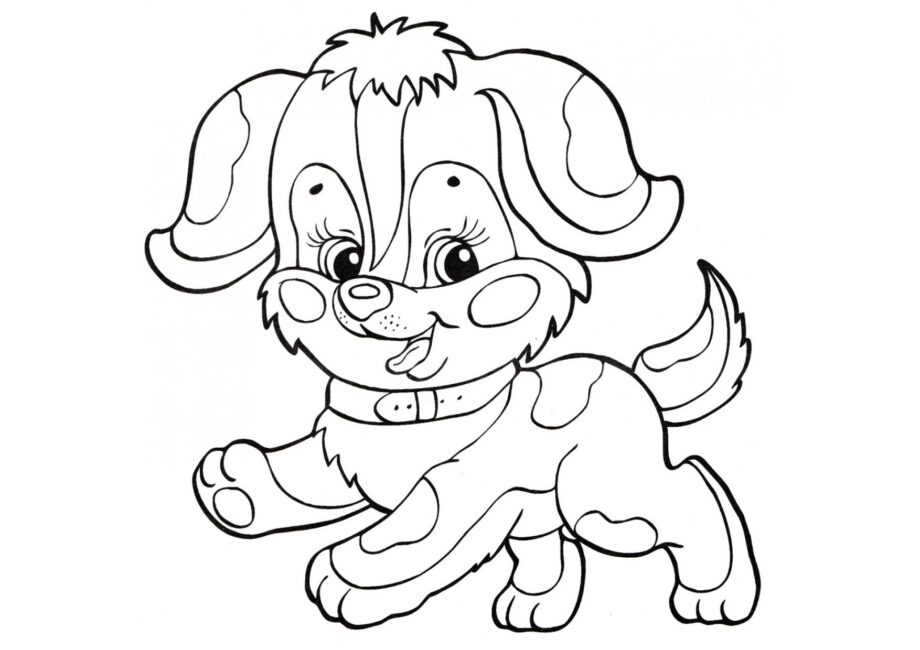 Page de Coloriage : Chiot Joyeux