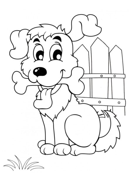 Page de Coloriage : Chien avec un Os