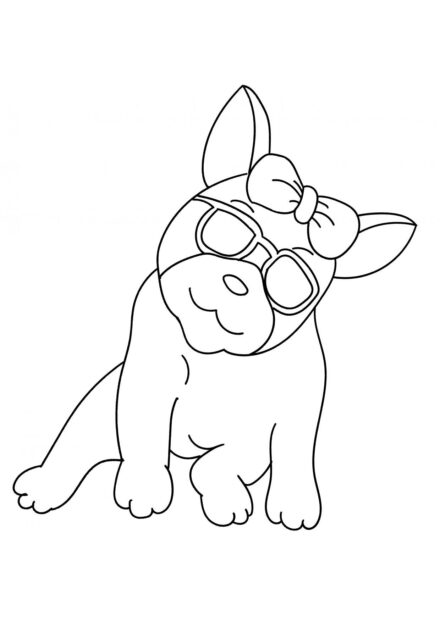 Page de Coloriage : Bulldog avec des Lunettes