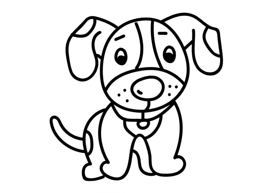 Page de Coloriage : Chiot avec un Collier