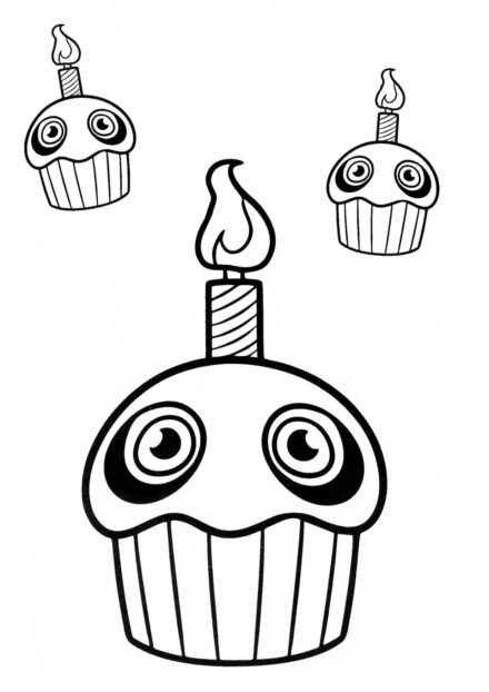 Monsieur Cupcake avec Bougie Coloriage