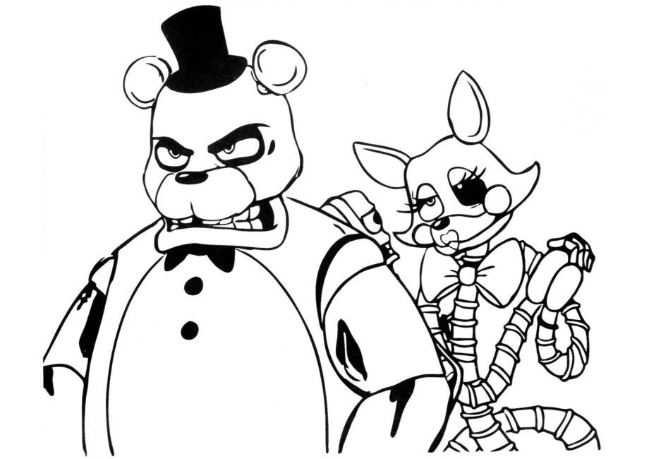 Freddy Bear et Foxy Mangle Coloriage