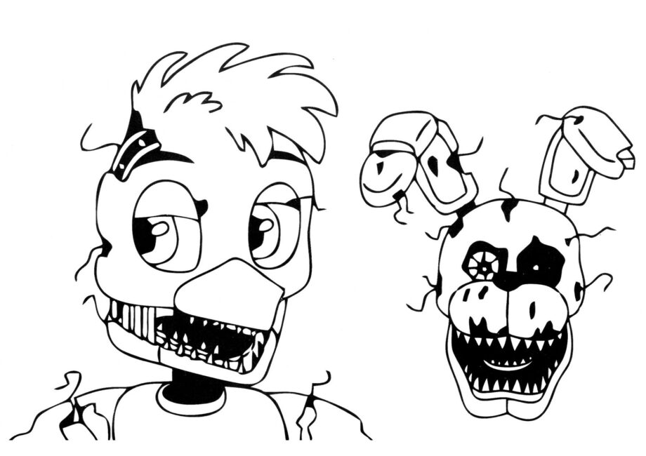 Chica et Bonnie de FNAF Coloriage