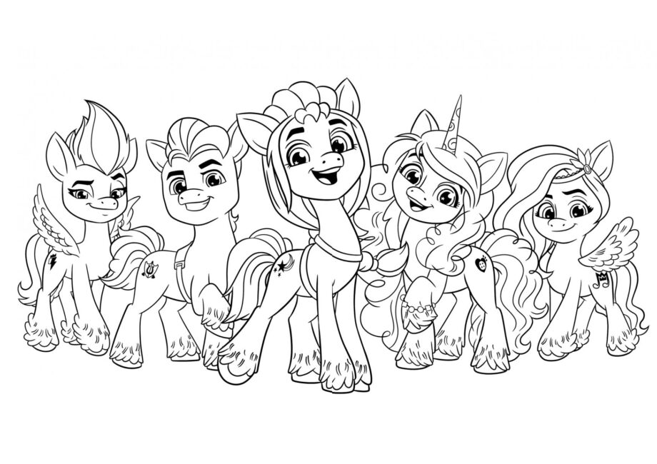 Coloriage Tous les Poneys Ensemble