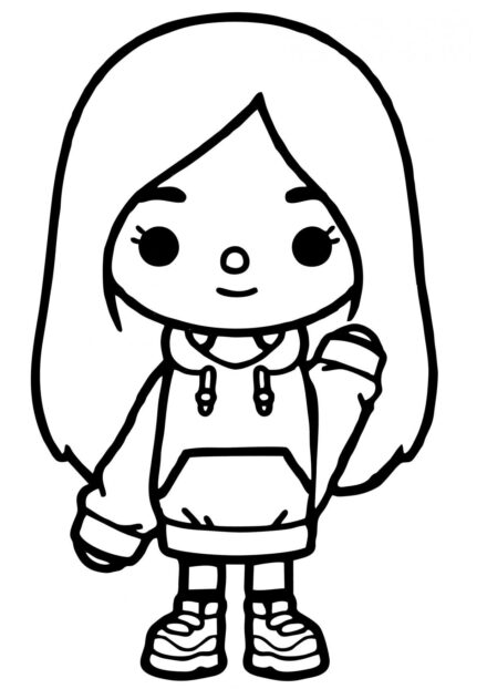 Toca Boca Coloriage - Fille en Sweat à Capuche