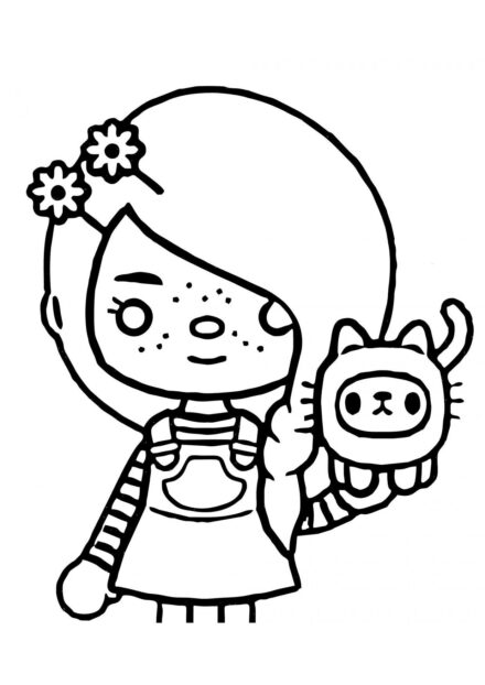 Toca Boca Coloriage - Fille avec un Chat