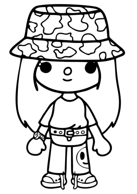 Toca Boca Coloriage - Fille avec un Chapeau de Soleil