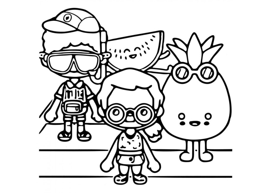 Toca Boca Coloriage - Personnages avec des Fruits