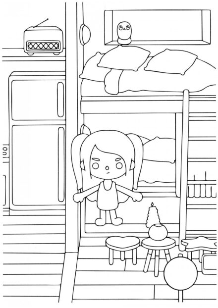 Toca Boca Coloriage - Fille Se Réveillant