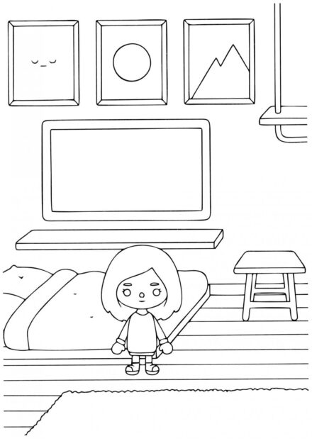 Toca Boca Coloriage - Fille dans sa Chambre