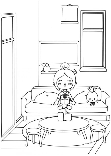 Toca Boca Coloriage - Fille dans sa Chambre