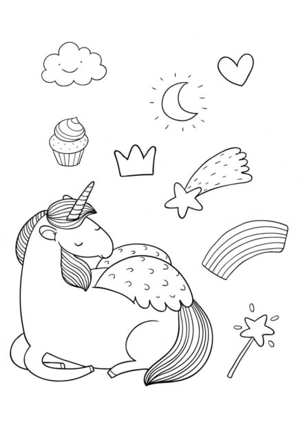 Coloriage : Licorne Rêveuse