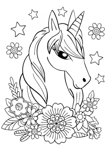 Coloriage : Licorne Parmi les Fleurs