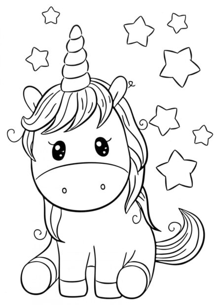 Coloriage : Mignonne Petite Licorne