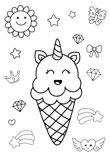 Coloriage : Licorne à la Glace