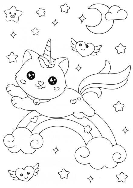 Coloriage : Kittycorn Volant