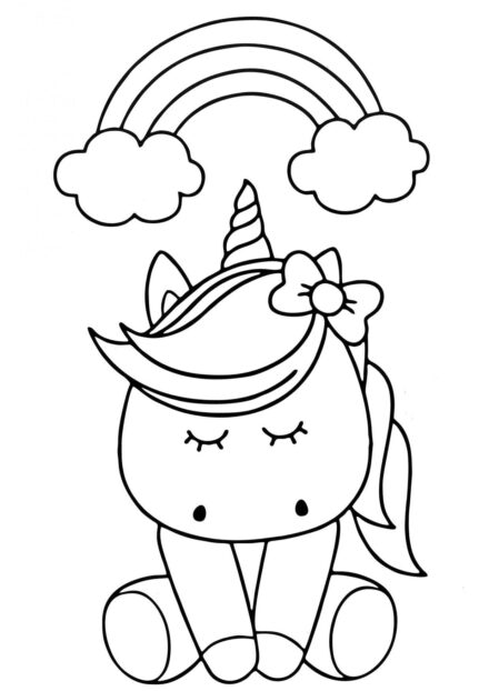 Coloriage : Petit Licorne Attendant un Miracle