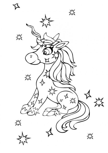 Coloriage : Licorne Étoilée